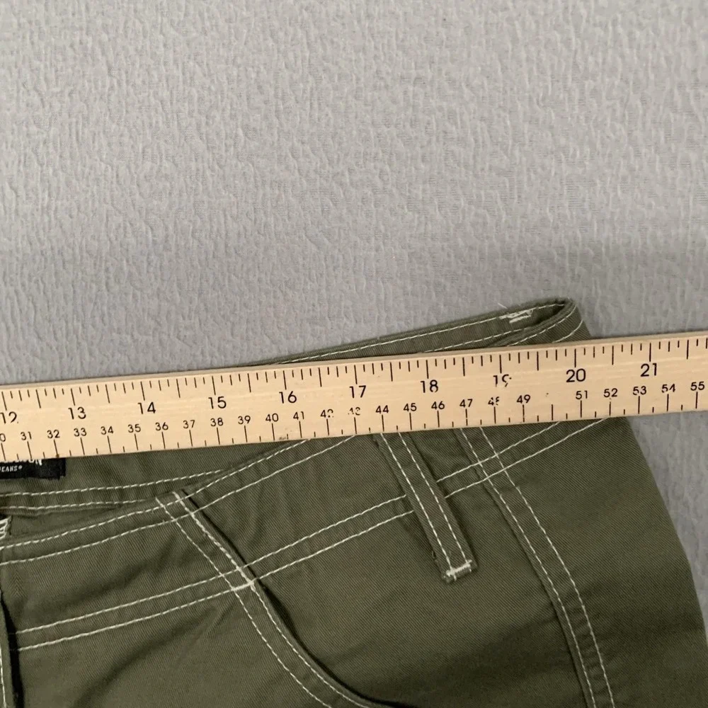 True Religion Cargo Pants Sz 38x32 Green Utility Streetwear White Stitching - Picture 7 of 11